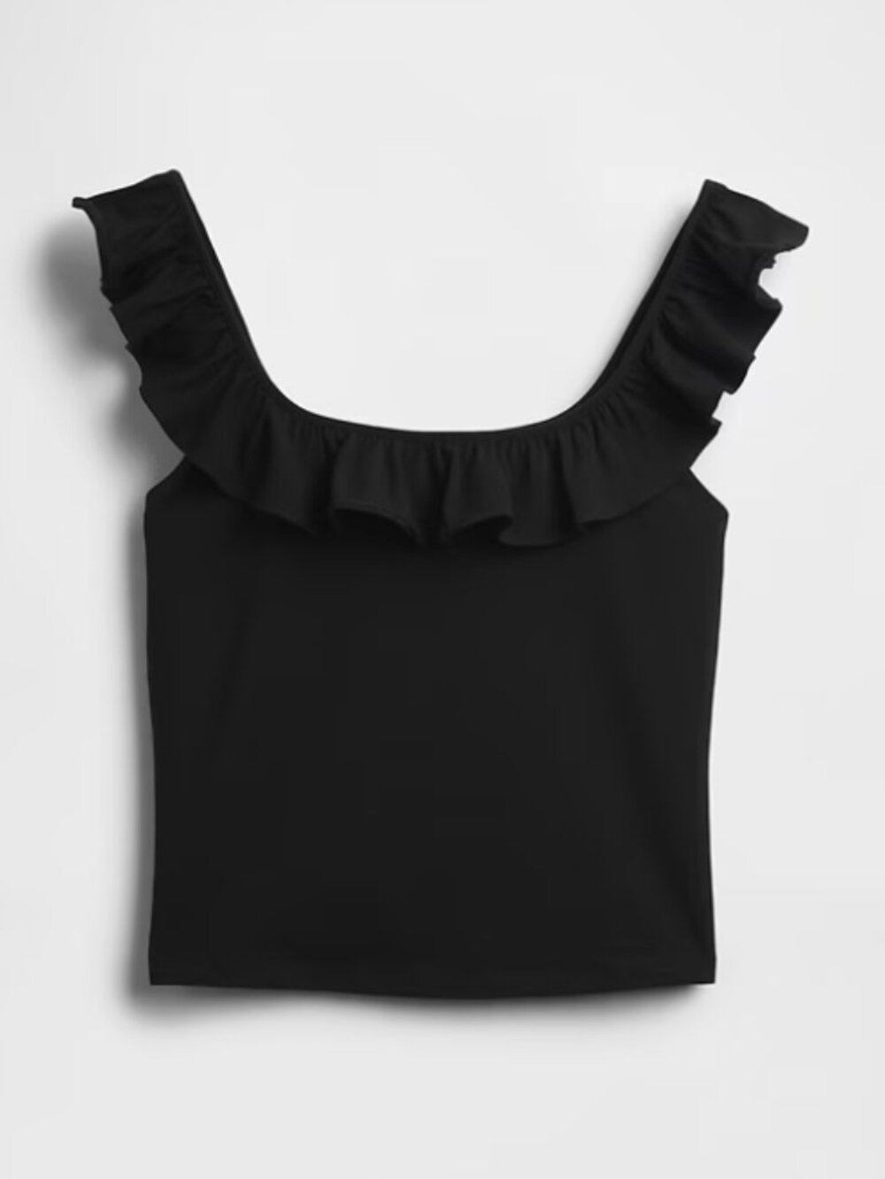 NWT Gap Modern Ruffle Crop Tank Top Black Sz M